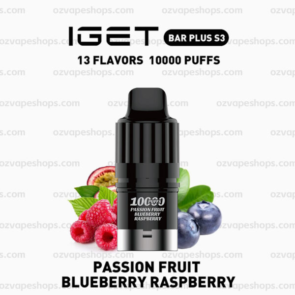 IGET Bar Plus S3 Pod - Passion Fruit Blueberry Raspberry